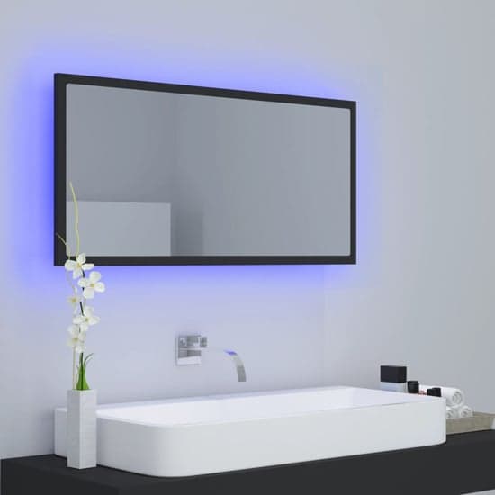 Palatka Wooden Bathroom Mirror In Grey With LED Lights_4