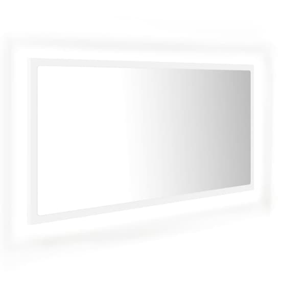 Palatka Wooden Bathroom Mirror In White With LED Lights_5