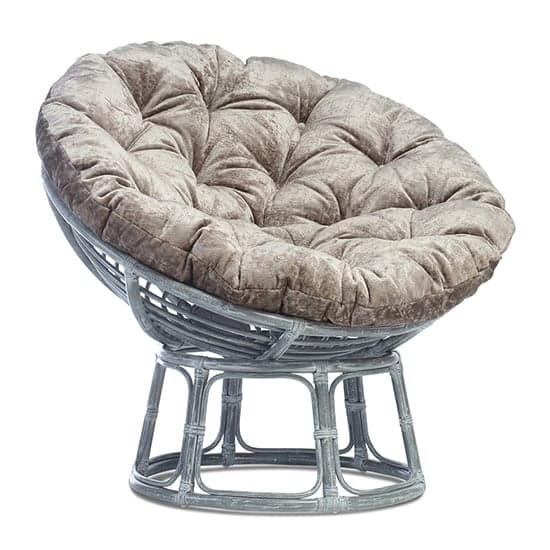 Palhoca Rattan Accent Chair In Grey With Silver Velour Cushion_2