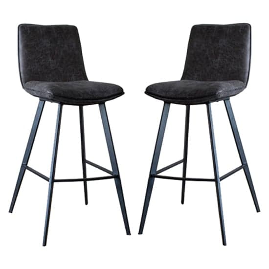 Palmar Grey Faux Leather Bar Stools With Metal Legs In A Pair_1