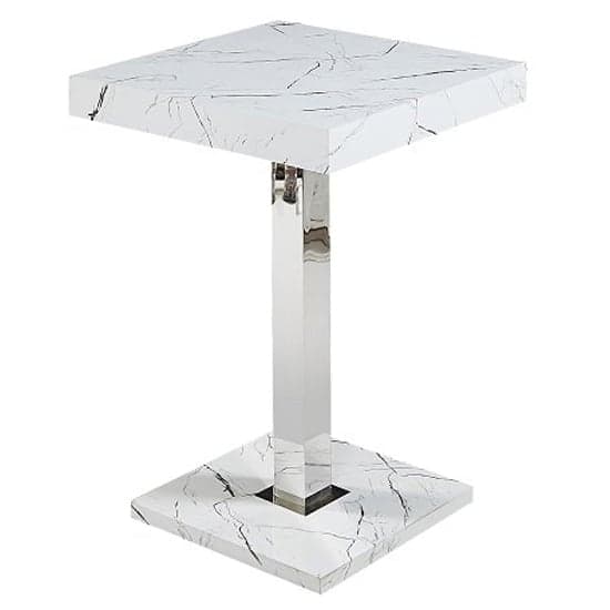 Topaz Vida Marble Effect Bar Table 4 Candid White Stools_2