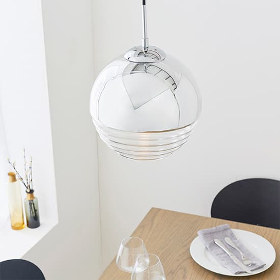 Paloma Clear Ribbed Glass Pendant Light In Polished Chrome_6