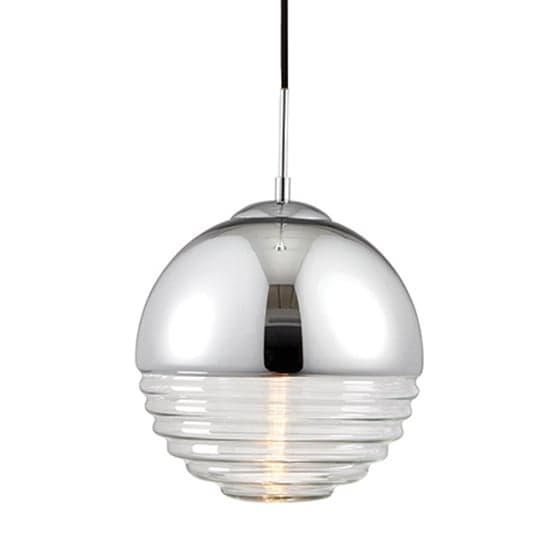 Paloma Clear Ribbed Glass Pendant Light In Polished Chrome_1