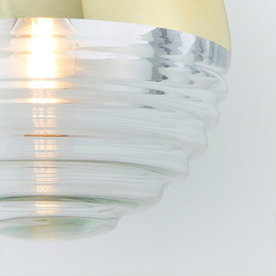 Paloma Clear Ribbed Glass Pendant Light In Polished Gold_4