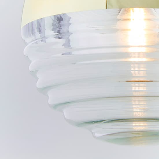 Paloma Clear Ribbed Glass Pendant Light In Polished Gold_5