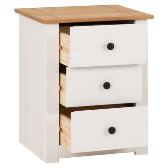 Pavia Bedside Cabinet With 3 Drawers In White And Natural Wax_3