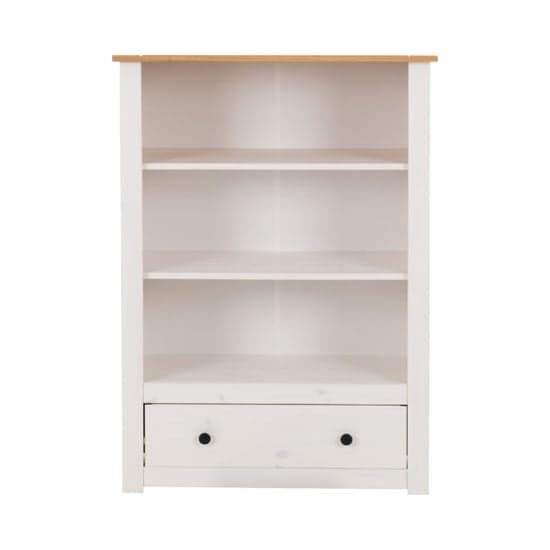 Pavia Bookcase With 1 Drawer In White And Natural Wax_4