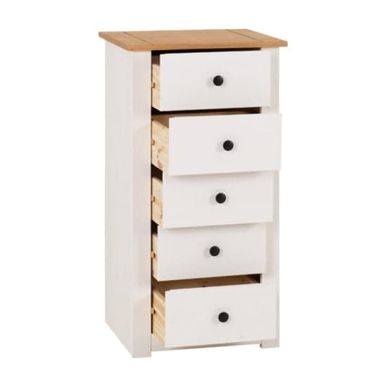 Pavia Chest Of 5 Drawers In White And Natural Wax_2