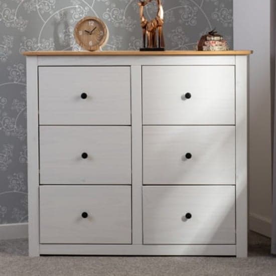 Pavia Chest Of 6 Drawers In White And Natural Wax_1
