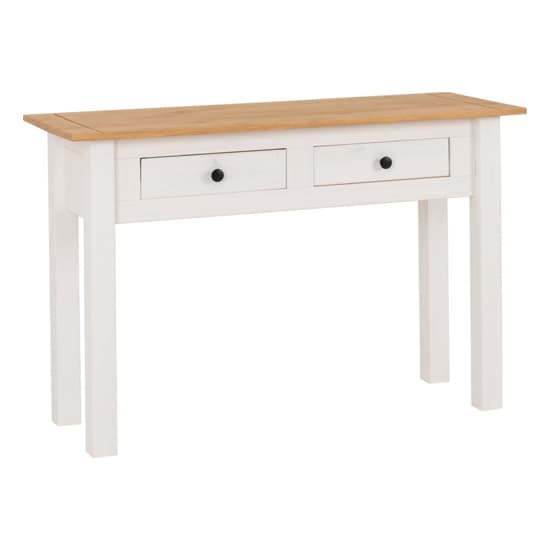 Pavia Console Table With 2 Drawers In White And Natural Wax_2