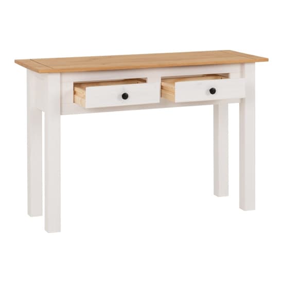 Pavia Console Table With 2 Drawers In White And Natural Wax_3
