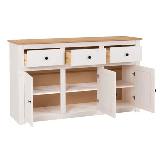 Pavia Sideboard 3 Doors 3 Drawers In White And Natural Wax_3