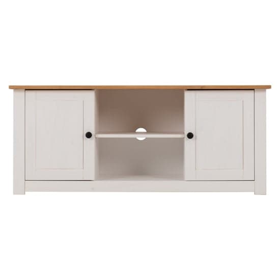 Pavia TV Stand With 2 Door 1 Shelf In White And Natural Wax_3