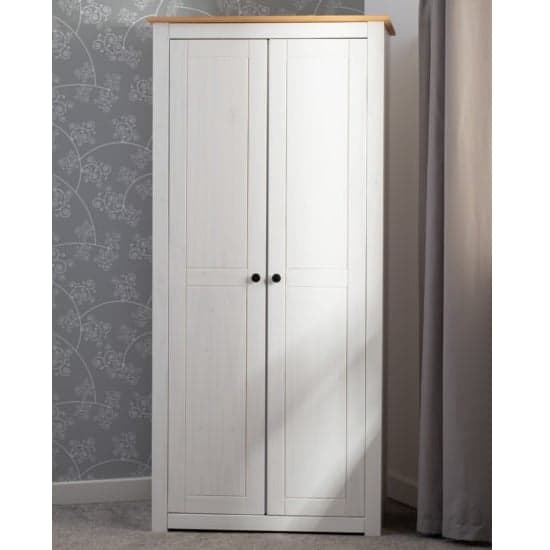 Pavia Wardrobe With 2 Doors In White And Natural Wax_1