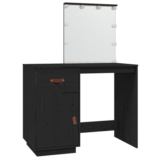 Panas Pinewood Dressing Table In Black With LED Lights_3