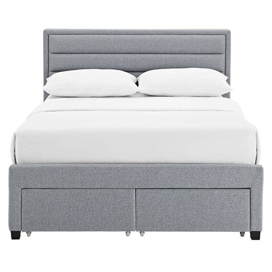 Panola Linen Fabric Double Bed With 4 Drawers In Grey_3