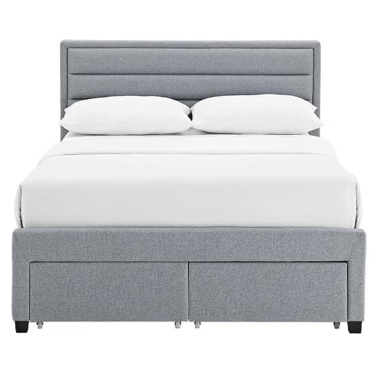 Panola Linen Fabric Double Bed With 4 Drawers In Grey Furniture in Fashion