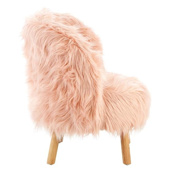 Panton Childrens Chair In Pink Faux Fur With Wooden Legs_2