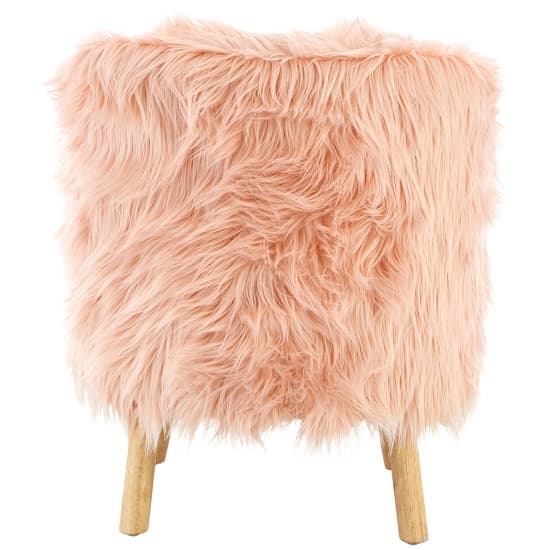 Panton Childrens Chair In Pink Faux Fur With Wooden Legs_3