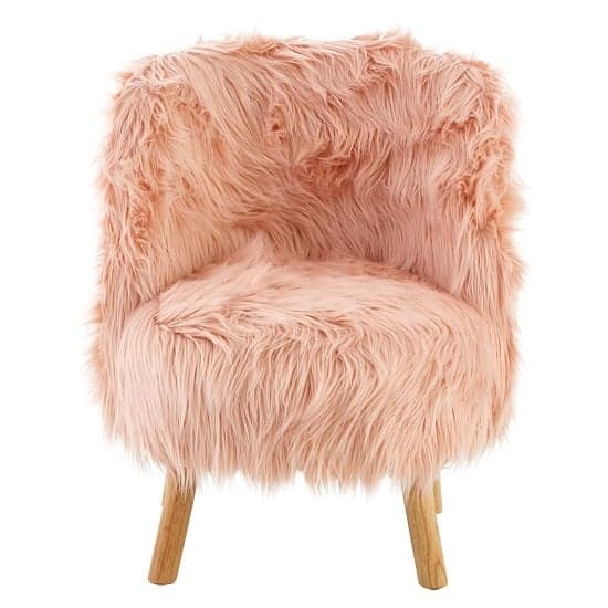 Panton Childrens Chair In Pink Faux Fur With Wooden Legs_4