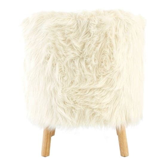 Panton Childrens Chair In White Faux Fur With Wooden Legs_3