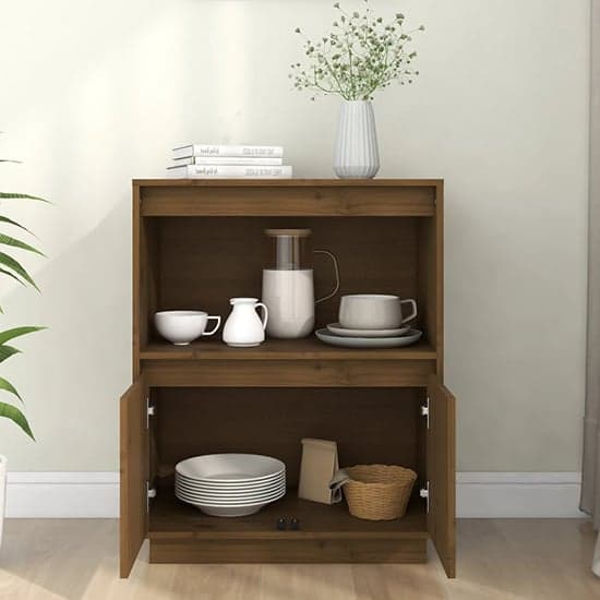 Paolo Pinewood Sideboard With 2 Doors 1 Shelf In Honey Brown_2