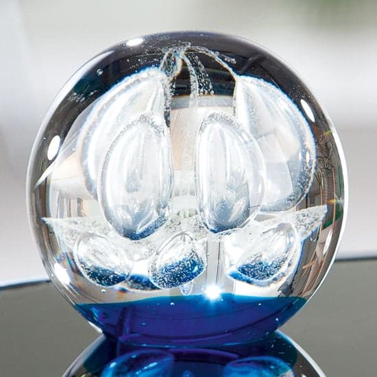 Paperweight Glass Ball Design Sculpture In Blue And Clear_1
