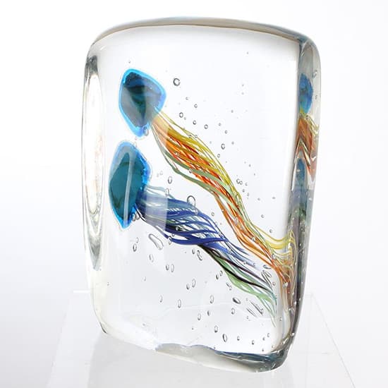 Paperweight Glass Medusa Design Sculpture In Blue And Orange_5