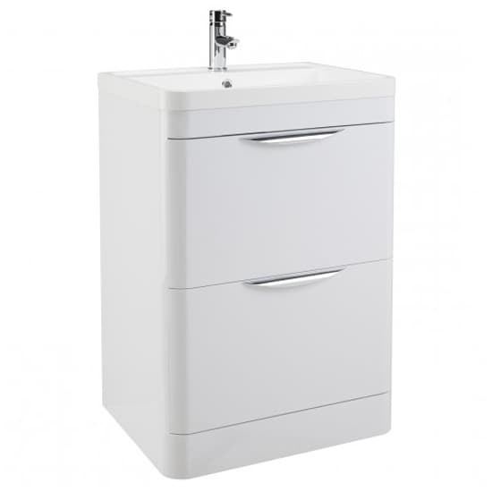 Paradox 60cm Floor Vanity With Polymarble Basin In Gloss White_2