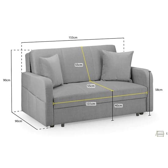 Palila Fabric 2 Seater Sofa Bed In Beige_3