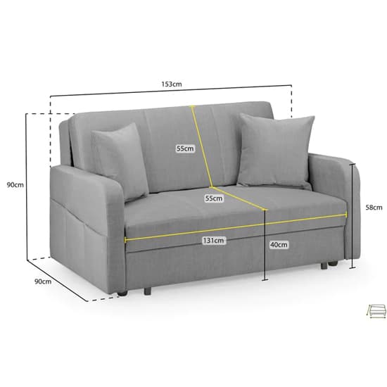 Palila Fabric 2 Seater Sofa Bed In Grey_3