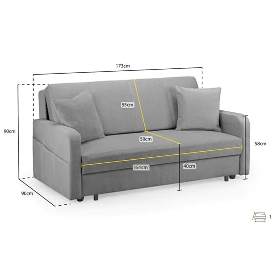 Palila Fabric 3 Seater Sofa Bed In Beige_3