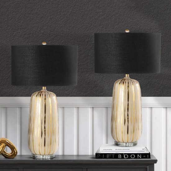 Parikia Black Linen Shade Table Lamp With Gold Ceramic Base_6