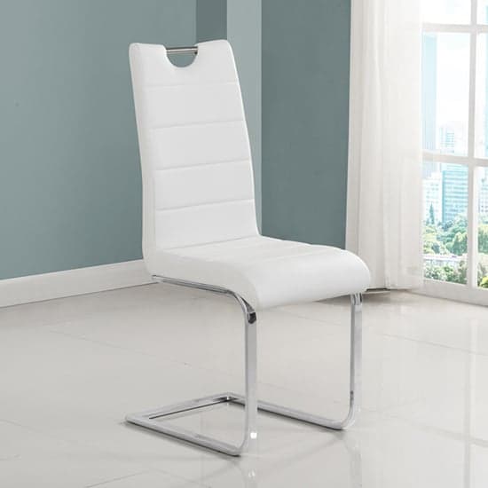 Parini Extendable Melange High Gloss Dining Table 8 White Chairs_5