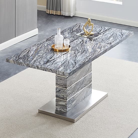 Parini Extendable Melange High Gloss Dining Table 6 Black Chairs