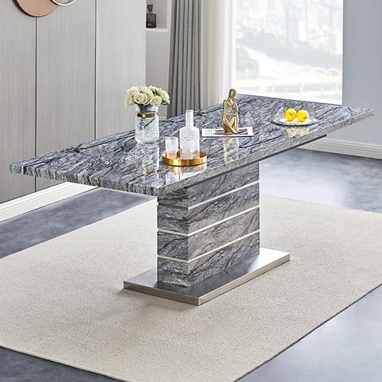 Parini Extendable Dining Table Large In Melange Marble Effect_2