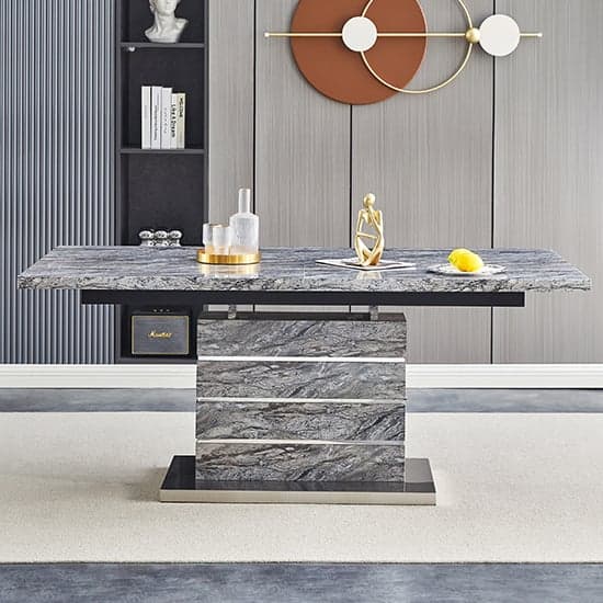 Parini Extendable Dining Table Large In Melange Marble Effect_3