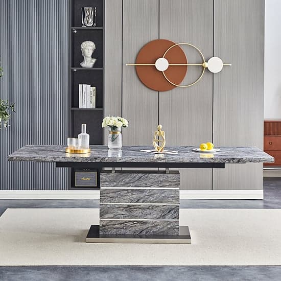 Parini Extendable Dining Table Large In Melange Marble Effect_4