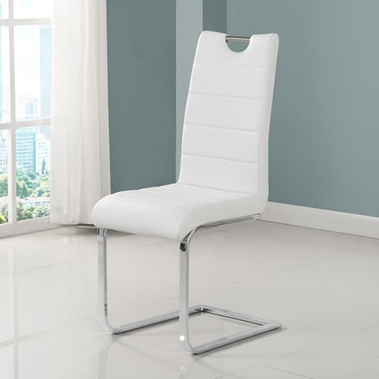 Parini Extendable Dining Table In Melange 6 Petra White Chairs_4