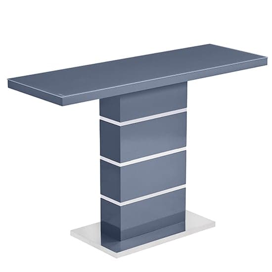 Parini High Gloss Console Table In Grey With Glass Top_2