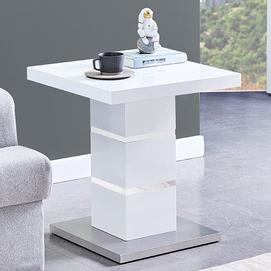 Parini Square High Gloss Lamp Table In White_1