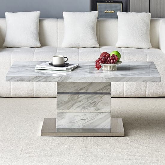 Parini High Gloss Coffee Table In Magnesia Marble Effect_2