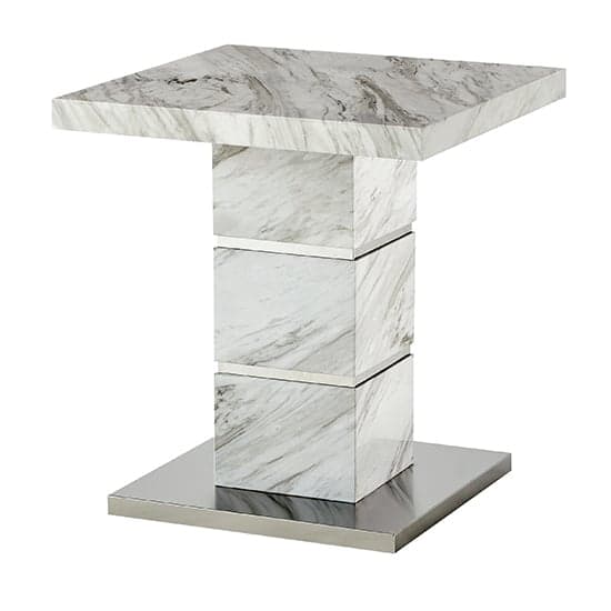Parini High Gloss Lamp Table Square In Magnesia Marble Effect_6