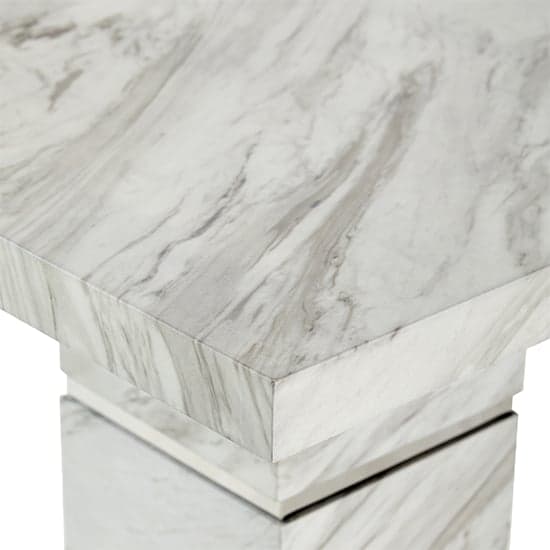 Parini High Gloss Lamp Table Square In Magnesia Marble Effect_7