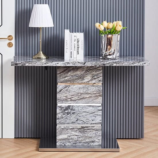 Parini High Gloss Console Table In Melange Marble Effect_2