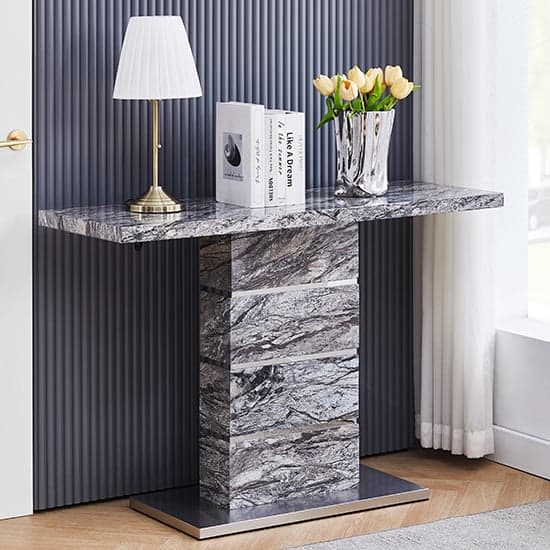 Parini High Gloss Console Table In Melange Marble Effect_1