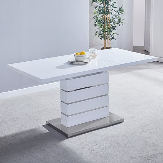 Parini Extending White Dining Table 6 Petra Grey White Chairs_2
