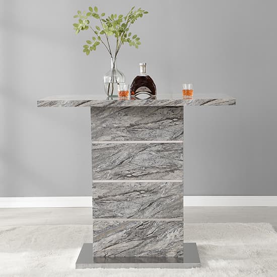 Parini Melange Marble Effect Bar Table 4 Candid Grey Stools Furniture