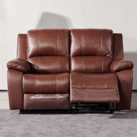Parker Faux Leather Electric Recliner 2 Seater Sofa In Dark Tan_2