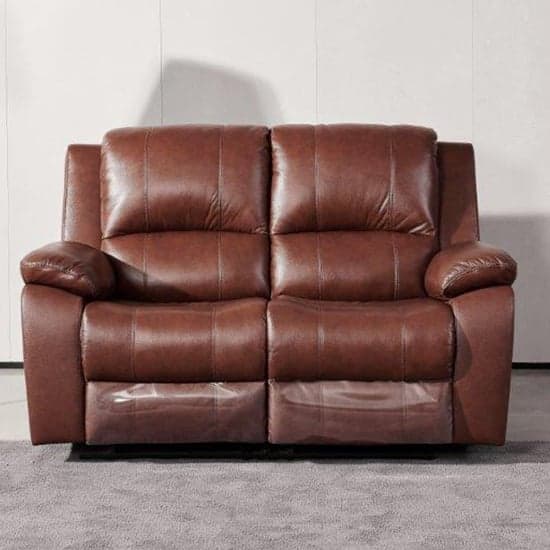 Parker Faux Leather Electric Recliner 2 Seater Sofa In Dark Tan_1